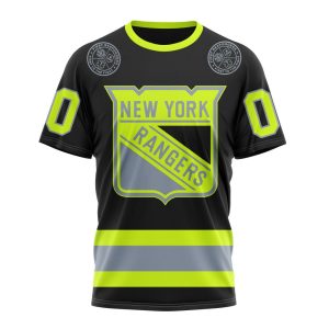 Personalized NHL New York Rangers Specialized Unisex Kits With FireFighter Uniforms Color Unisex Tshirt TS5728
