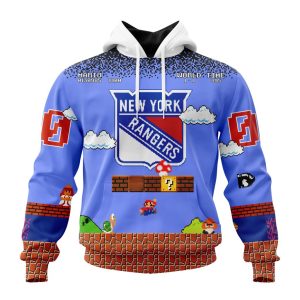 Personalized NHL New York Rangers With Super Mario Game Design Unisex Pullover Hoodie