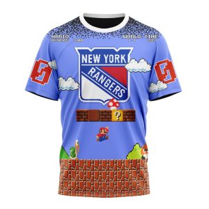 Personalized NHL New York Rangers With Super Mario Game Design Unisex Tshirt TS5735