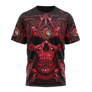 Personalized NHL Ottawa Senators Special Design With Skull Art Unisex Tshirt TS5760