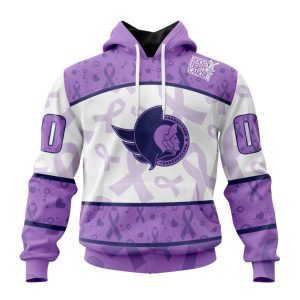 Personalized NHL Ottawa Senators Special Lavender Hockey Fights Cancer Unisex Pullover Hoodie