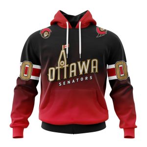 Personalized NHL Ottawa Senators Special Retro Gradient Design Unisex Pullover Hoodie
