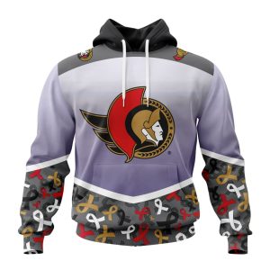 Personalized NHL Ottawa Senators Specialized Sport Fights Again All Cancer Unisex Pullover Hoodie