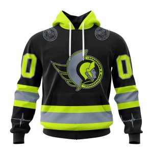 Personalized NHL Ottawa Senators Specialized Unisex Kits With FireFighter Uniforms Color Unisex Pullover Hoodie