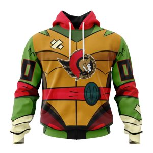 Personalized NHL Ottawa Senators Teenage Mutant Ninja Turtles Design Unisex Pullover Hoodie