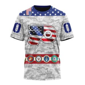 Personalized NHL Philadelphia Flyers Armed Forces Appreciation Unisex Tshirt TS5797