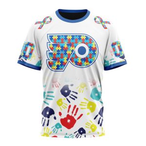 Personalized NHL Philadelphia Flyers Autism Awareness Hands Design Unisex Tshirt TS5799