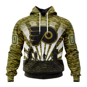 Personalized NHL Philadelphia Flyers Military Camo Kits For Veterans Day And Rememberance Day Unisex Pullover Hoodie