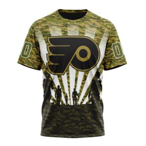 Personalized NHL Philadelphia Flyers Military Camo Kits For Veterans Day And Rememberance Day Unisex Tshirt TS5804