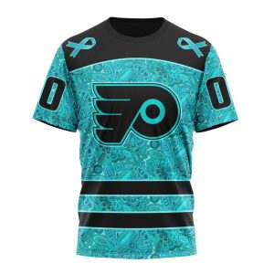 Personalized NHL Philadelphia Flyers Special Design Fight Ovarian Cancer Unisex Tshirt TS5813