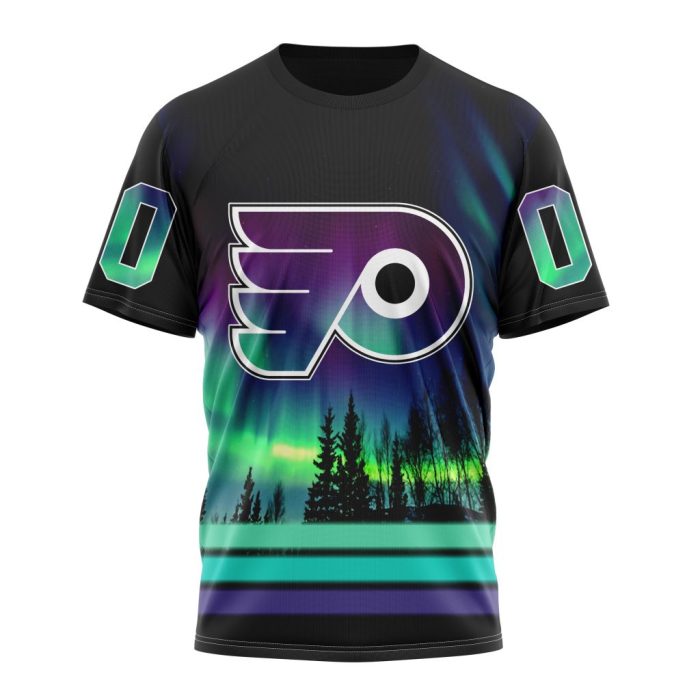 Personalized NHL Philadelphia Flyers Special Design With Northern Lights Unisex Tshirt TS5815