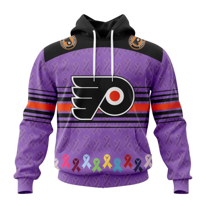 Personalized NHL Philadelphia Flyers Specialized Design Fights Cancer Unisex Pullover Hoodie