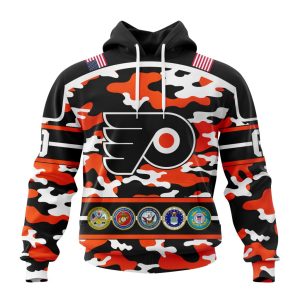 Personalized NHL Philadelphia Flyers With Camo Team Color And Military Force Logo Unisex Pullover Hoodie
