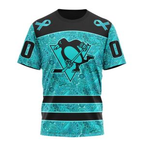Personalized NHL Pittsburgh Penguins Special Design Fight Ovarian Cancer Unisex Tshirt TS5874