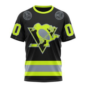 Personalized NHL Pittsburgh Penguins Specialized Unisex Kits With FireFighter Uniforms Color Unisex Tshirt TS5904