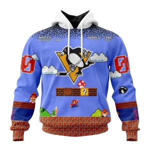 Personalized NHL Pittsburgh Penguins With Super Mario Game Design Unisex Pullover Hoodie