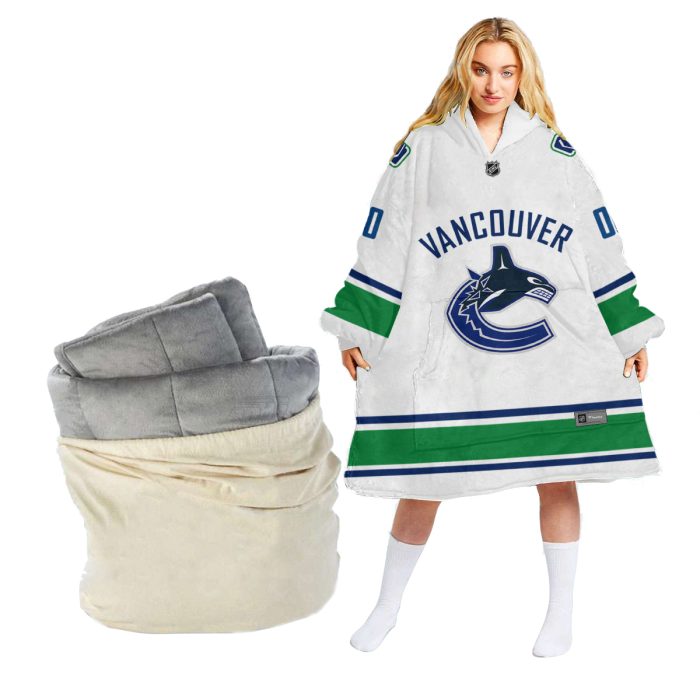 Personalized NHL Retro Reverse Vancouver Canucks Oodie Blanket Hoodie Wearable Blanket