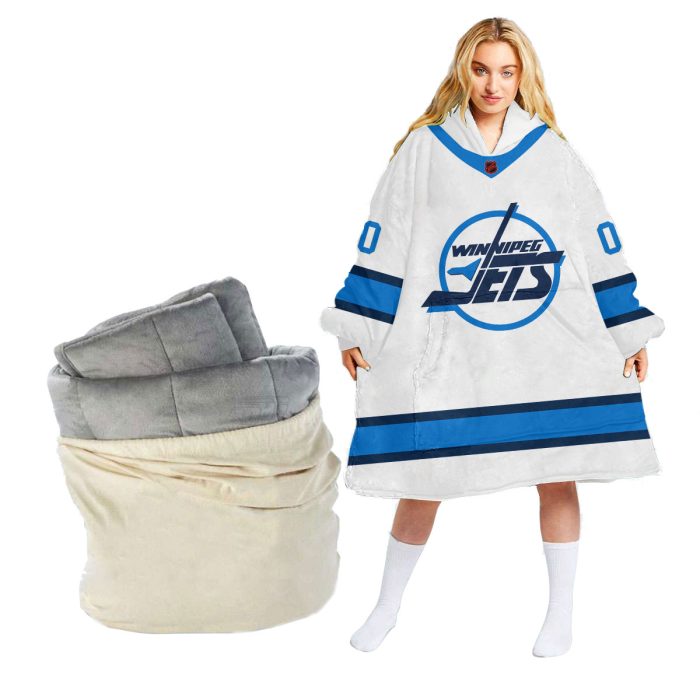 Personalized NHL Reverse Retro Jerseys Winnipeg Jets Oodie Blanket Hoodie Wearable Blanket