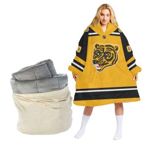 Personalized NHL Reverse Retro jerseys Boston Bruins Oodie Blanket Hoodie Wearable Blanket