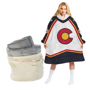 Personalized NHL Reverse Retro jerseys Colorado Avalanche Oodie Blanket Hoodie Wearable Blanket