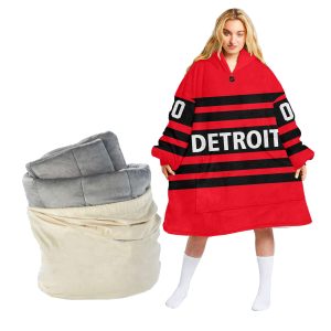 Personalized NHL Reverse Retro jerseys Detroit Red Wings Oodie Blanket Hoodie Wearable Blanket