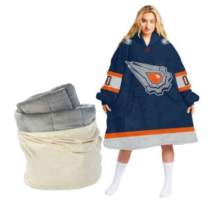 Personalized NHL Reverse Retro jerseys Edmonton Oilers Oodie Blanket Hoodie Wearable Blanket