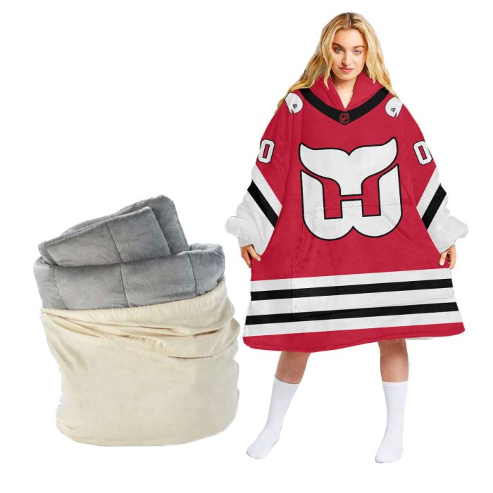 Personalized NHL Reverse Retro jerseys Hartford Whalers Oodie Blanket Hoodie Wearable Blanket