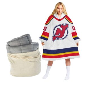 Personalized NHL Reverse Retro jerseys New Jersey Devils Oodie Blanket Hoodie Wearable Blanket
