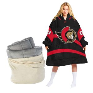 Personalized NHL Reverse Retro jerseys Ottawa Senators Oodie Blanket Hoodie Wearable Blanket