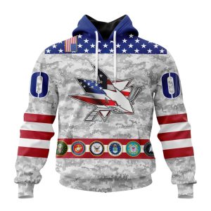Personalized NHL San Jose Sharks Armed Forces Appreciation Unisex Pullover Hoodie