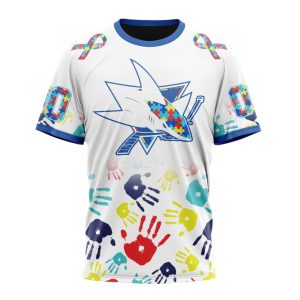 Personalized NHL San Jose Sharks Autism Awareness Hands Design Unisex Tshirt TS5919