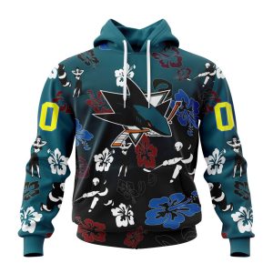 Personalized NHL San Jose Sharks Hawaiian Style Design For Fans Unisex Pullover Hoodie