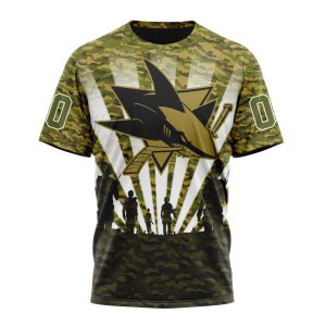 Personalized NHL San Jose Sharks Military Camo Kits For Veterans Day And Rememberance Day Unisex Tshirt TS5925
