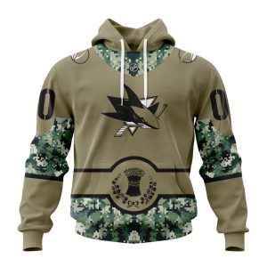 Personalized NHL San Jose Sharks Military Camo With City Or State Flag Unisex Pullover Hoodie