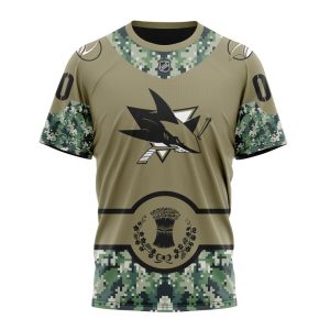 Personalized NHL San Jose Sharks Military Camo With City Or State Flag Unisex Tshirt TS5926