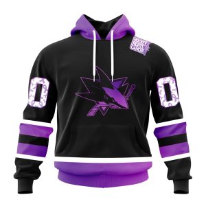 Personalized NHL San Jose Sharks Special Black Hockey Fights Cancer Unisex Pullover Hoodie