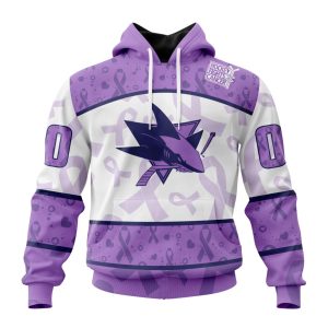 Personalized NHL San Jose Sharks Special Lavender Hockey Fights Cancer Unisex Pullover Hoodie