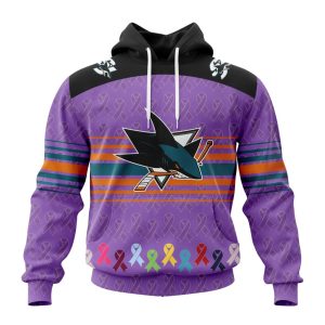 Personalized NHL San Jose Sharks Specialized Design Fights Cancer Unisex Pullover Hoodie