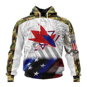 Personalized NHL San Jose Sharks Specialized Design With Our America Eagle Flag Unisex Pullover Hoodie