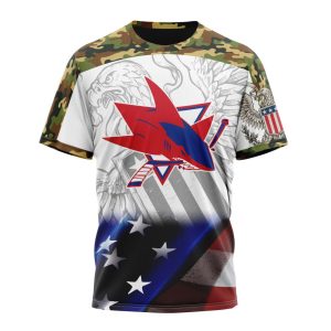 Personalized NHL San Jose Sharks Specialized Design With Our America Eagle Flag Unisex Tshirt TS5953
