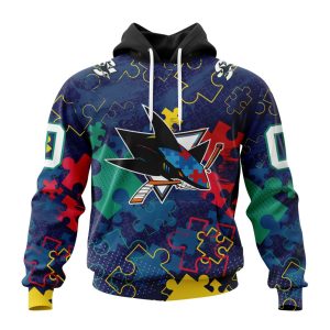 Personalized NHL San Jose Sharks Specialized Fearless Against Autism Unisex Pullover Hoodie