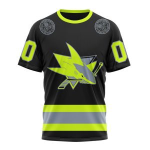 Personalized NHL San Jose Sharks Specialized Unisex Kits With FireFighter Uniforms Color Unisex Tshirt TS5965