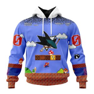 Personalized NHL San Jose Sharks With Super Mario Game Design Unisex Pullover Hoodie