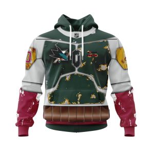 Personalized NHL San Jose Sharks X Boba Fett's Armor Unisex Pullover Hoodie
