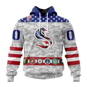 Personalized NHL Seattle Kraken Armed Forces Appreciation Unisex Pullover Hoodie