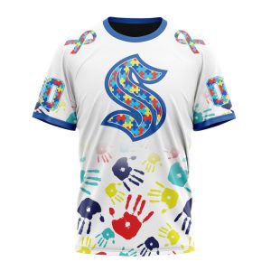 Personalized NHL Seattle Kraken Autism Awareness Hands Design Unisex Tshirt TS5979