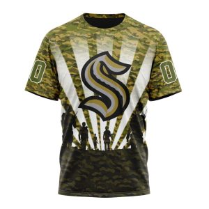 Personalized NHL Seattle Kraken Military Camo Kits For Veterans Day And Rememberance Day Unisex Tshirt TS5986
