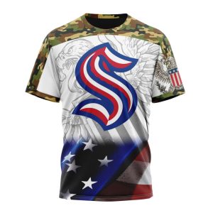 Personalized NHL Seattle Kraken Specialized Design With Our America Eagle Flag Unisex Tshirt TS6014