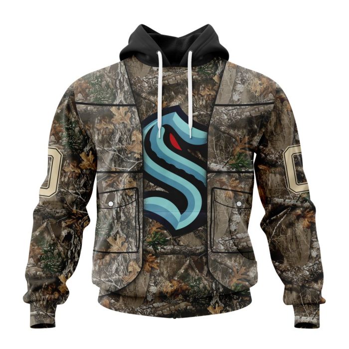 Personalized NHL Seattle Kraken Vest Kits With Realtree Camo Unisex Pullover Hoodie