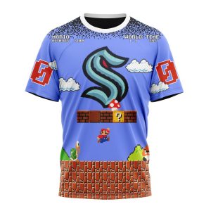 Personalized NHL Seattle Kraken With Super Mario Game Design Unisex Tshirt TS6035